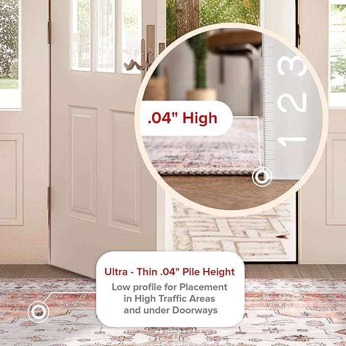 nuLOOM 2x10 Machine Washable Rain Haven Vintage Medallion Area Rug, Beige, Traditional Faded Design, Non-Slip Backing, Stain Resistant, For Bedroom, Dining Room, Living Room, Kitchen - LeafyLoom