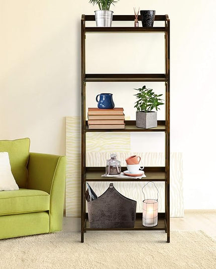 Casual Home Stratford 5-Shelf Folding Bookcase-Warm Brown - LeafyLoom