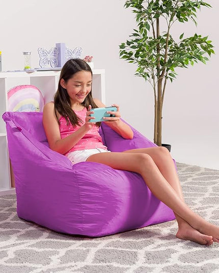 Posh Creations Coronado Bean Bag Boys and Girls Large Chair for Kids, for Gaming and Playrooms, Soft Nylon-Purple, Large Bean Bag - LeafyLoom