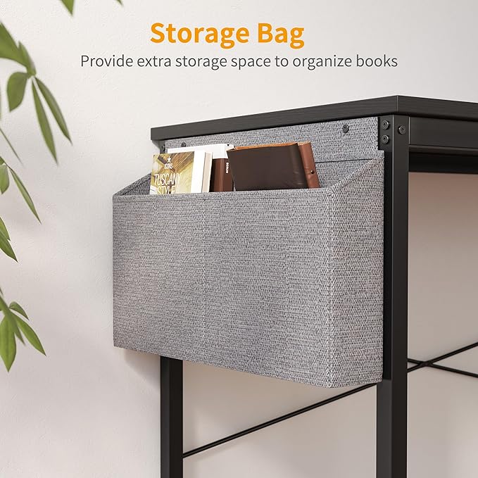 Cubiker Computer Desk 40 inch Home Office Writing Study Desk, Modern Simple Style Laptop Table with Storage Bag, Black - LeafyLoom