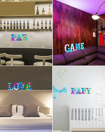Colorful Letter LED Lights, 16 Colors Changing LED Marquee Letter Lights, Dimmable Night Lights for Wedding, Birthday, Holiday, Party, Bar, Christmas Decoration,Dorm Room Decor-Multicolor 8 - LeafyLoom