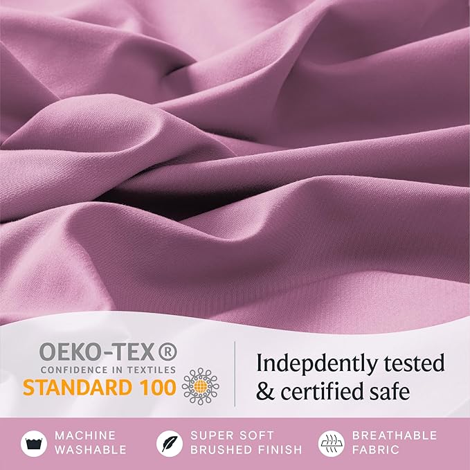 LuxClub 4 PC Sheet Sheets Deep Pockets 18" Eco Friendly Wrinkle Free-Kids-Fitted Sheets Machine Washable Hotel Bedding Silky Soft - Lavender Twin - LeafyLoom
