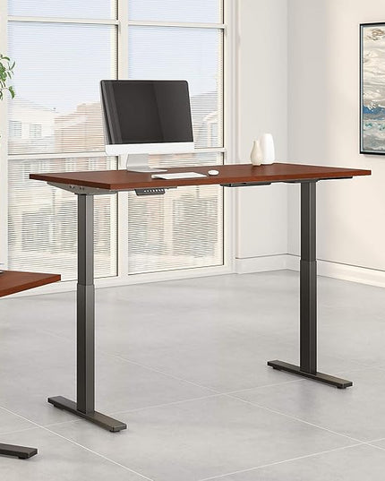 Bush Business Furniture Move 60 Electric Ergonomic Sit-Stand Computer Table for Home and Professional Office, 72W x 30D, Hansen Cherry - LeafyLoom
