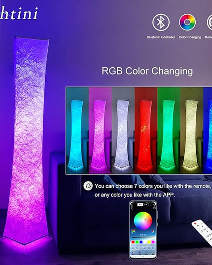 Floor Lamps for Living Room 61" LED Floor Lamp,Corner Floor Lamp,RGB Color Changing Floor Lamp,Smart Dimmable Floor Lamp with Remote & APP Control & Music Sync,Modern Floor Lamp for Bedroom - LeafyLoom