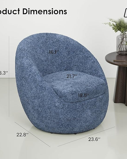 Farini Swivel Accent Chair,Swivel Barrel Chair, Comfy Oversized Round Accent Chair for Living Room Bedroom(Blue) - LeafyLoom