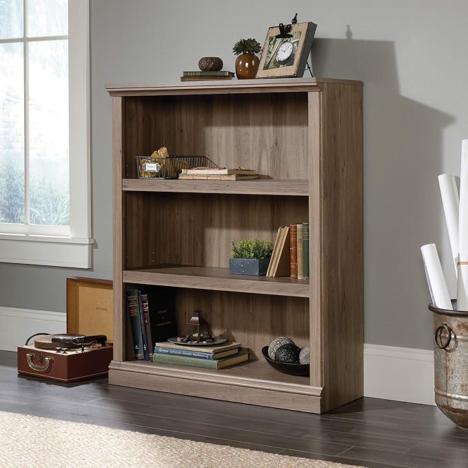 Sauder Miscellaneous Storage 3-Shelf Bookcase/ Book shelf, Salt Oak finish - LeafyLoom