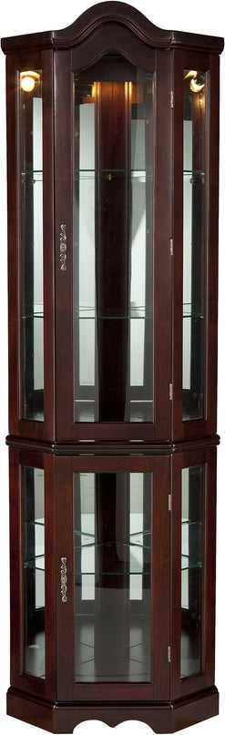 Home Decorators Collection Vitric Lighted Curio, 70" Hx21 Wx16 D, Mahogany - LeafyLoom