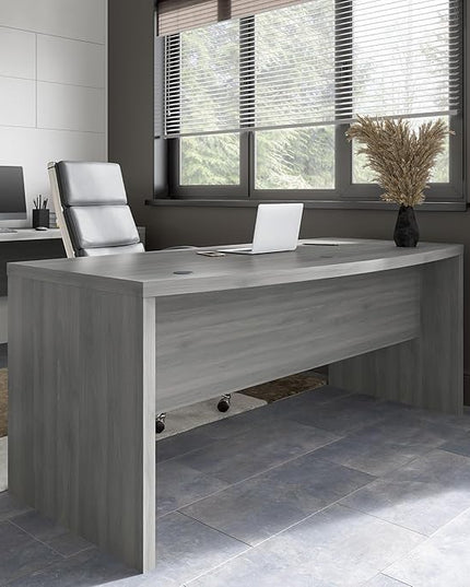 Bush Business Furniture Echo Bow Front Desk, 72W, Modern Gray - LeafyLoom