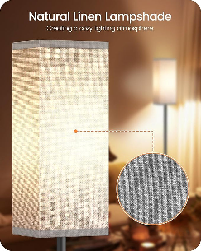 Floor Lamp, Pole Lamp with Foot Switch, Modern Standing Lamp Lampshade, Minimalist Freestanding Lamp (Bulb Not Included), for Living Room, Bedroom Office FCC Listed, Black and Gray H07LD05 - LeafyLoom