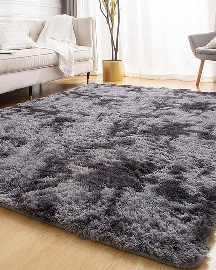 YOBATH Fluffy Shag Area Rugs 5x7 for Living Room Bedroom, Soft Fuzzy Shaggy Carpet Rugs for Girls Boys Kids Indoor Floor Nursery Home Decor, Dark Grey - LeafyLoom
