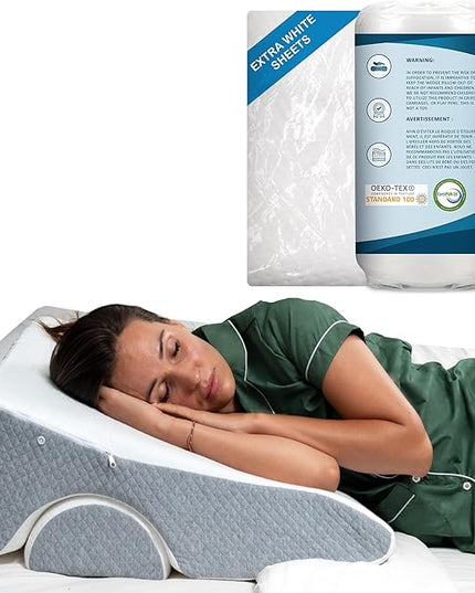 Bed Wedge Pillow 12 inch | Memory Foam Wedge Pillow for Sleeping | Triangle Pillow Wedge | Acid Reflux Pillow | Post-Surgery Support Cushion | Back, Head, Knee, Elbow Support | Pregnancy Pillow - LeafyLoom