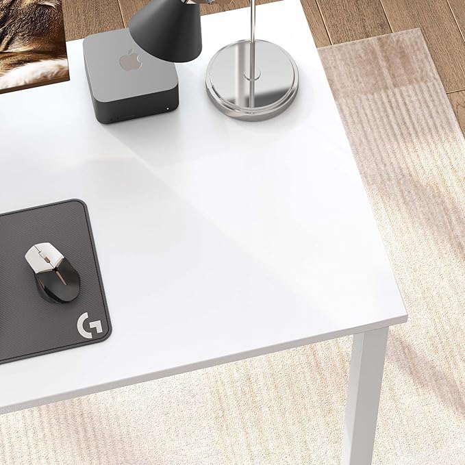 Computer Desk,55.1 inches Office Desk & Workstations for Home Office, Gaming Desk Computer Table,Modern Simple Style Laptop Table, White - LeafyLoom