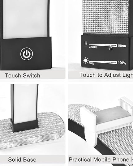 Half Moon Light for Nail Desk, 30 in 40W Half Moon Table Lamp Nail Desk Lamp with Phone Holder for Nail Tech, Beauty, Eyelashes, Tattoos, Crafts, Lash Lamp with Touch Brightness Adjustment - LeafyLoom