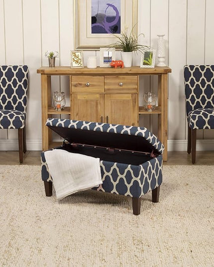 HomePop Parsons Classic Upholstered Accent Dining Chair, Set of 2, Navy and Cream Geometric - LeafyLoom