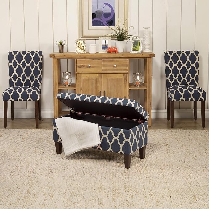 HomePop Parsons Classic Upholstered Accent Dining Chair, Set of 2, Navy and Cream Geometric - LeafyLoom