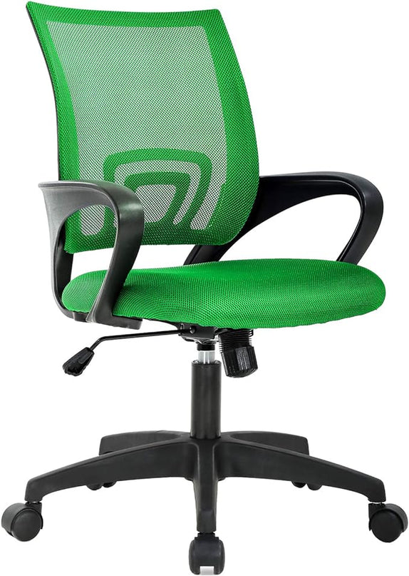 Home Office Chair Ergonomic Desk Chair Mesh Computer Chair with Lumbar Support Armrest Adjustable Rolling Swivel Chair for Women Adults, Green - LeafyLoom
