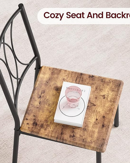 IDEALHOUSE Dining Table Set for 2, Kitchen Table and Chairs, Square Dining Room Table Set with 2 Metal and Wood Chairs, 3 Piece Dining Table Set for Small Spaces, Apartment, Rustic Brown - LeafyLoom