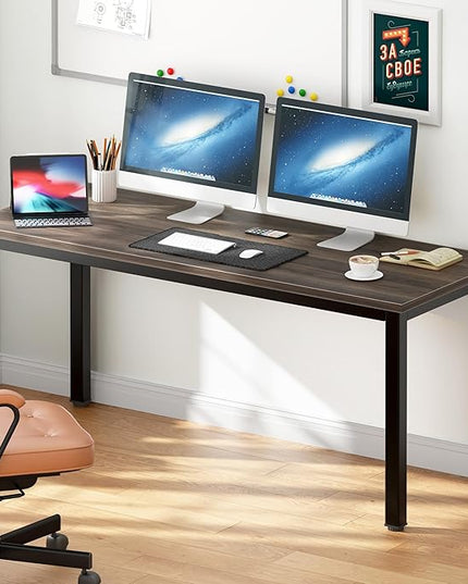 DlandHome Computer Desk Home Office Table Writing Desk Study Table Gaming Desk Worstation (63 inch, Walnut) - LeafyLoom