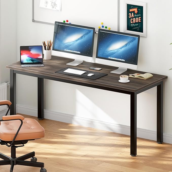 DlandHome Computer Desk Home Office Table Writing Desk Study Table Gaming Desk Worstation (63 inch, Walnut) - LeafyLoom