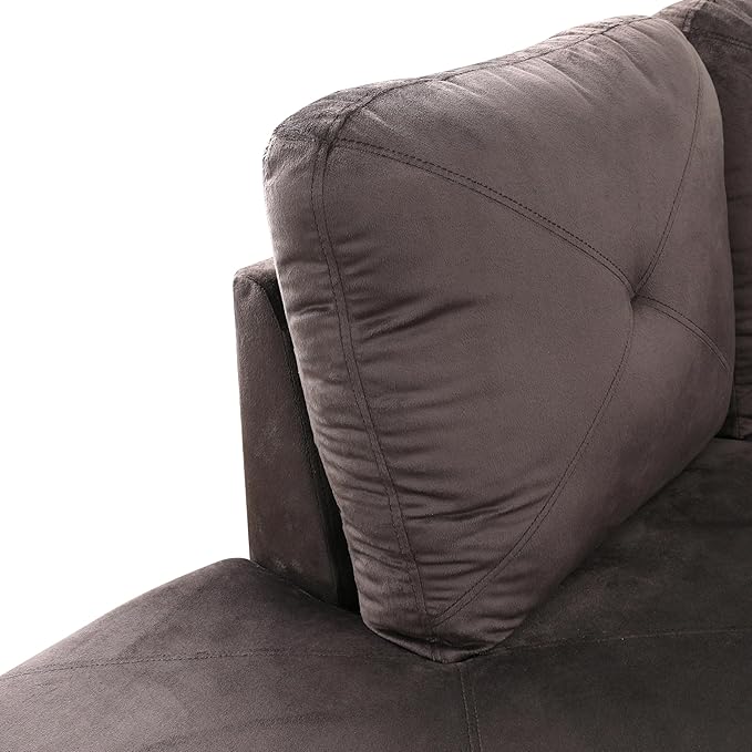L-Shaped Sectional Couches with 66.5'' Chaise Lounge & Storage Ottoman Modular Room Sofas for Home Office Apartment, Large Living Furniture, 97'' Left Hand Facing, Espresso Flannel - LeafyLoom