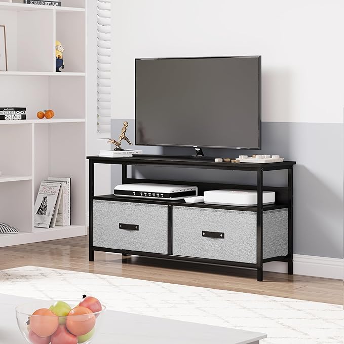 IDEALHOUSE Dresser TV Stand 50 Inch Entertainment Center with Storage TV Stand for Bedroom Small TV Stand Dresser with Drawers and Shelves, TV & Media Console Table Furniture for Living Room, Grey - LeafyLoom