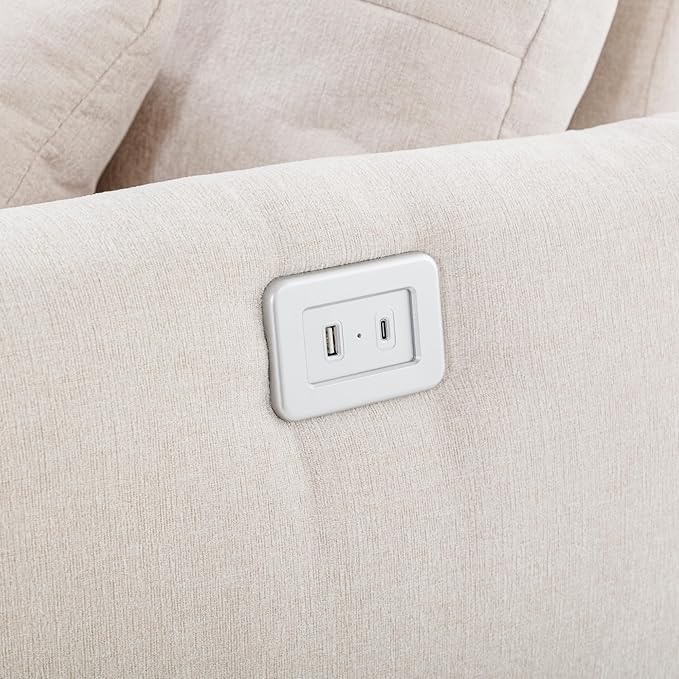 Comfy Cloud Couches for Living Room 113.3" Convertible Sectional Sofa, Beige-c - LeafyLoom