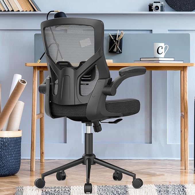 Home Office Chair, High Back Desk Chair Adjustable Height and Ergonomic Design Home Office Computer Chair Executive Lumbar Support Padded Flip-up Armrest Swivel Task Chair - LeafyLoom