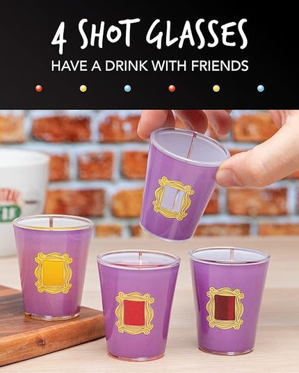Paladone Friends TV Show Shot Glasses - Set of 4 - Monica's Door Photo Frame Friends TV Show Gifts - LeafyLoom