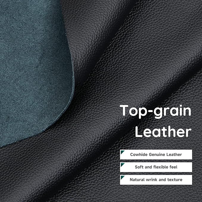 67" Top-Grain Leather Sofa, 2 Seater Loveseat Couch, Mid-Century Modern Leather Couch for Living Room Bedroom Apartment Office, Black - LeafyLoom