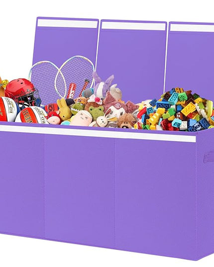 Extra Large Toy Box for Girls Boys - Collapsible Toy Chest Boxes Organizers and Storage for Nursery,Playroom,Office (Violet) 35.8"x12.6"x16" - LeafyLoom