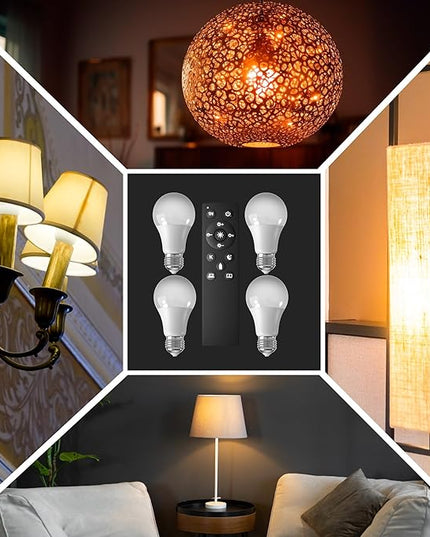 4 Lamps + Remote Control for - Floor Lamps for Living Room - 3 Lights Mode Tall Lamp for Living Room - Corner 360 Reading Lamps Floor Standing LED Floor Lamps for Living Room Floor Lamp with Remote - LeafyLoom