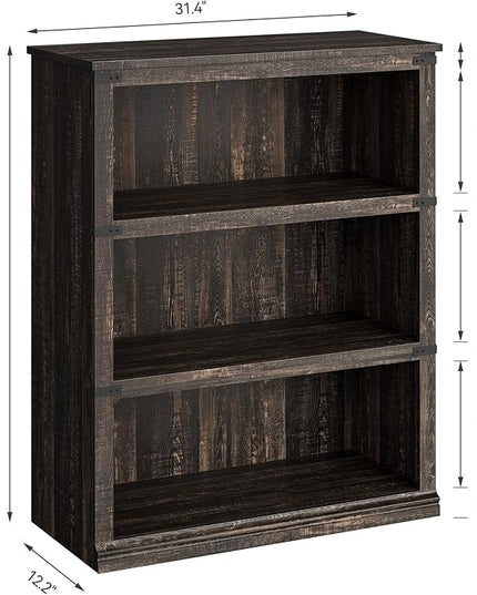 GAOMON 3 Tier Bookcase, Farmhouse Book Shelf with Storage, 40 Inch Tall Open Display Bookshelves, Wooden 3 Shelf Bookcase for Living Room, Bedroom-Oak - LeafyLoom