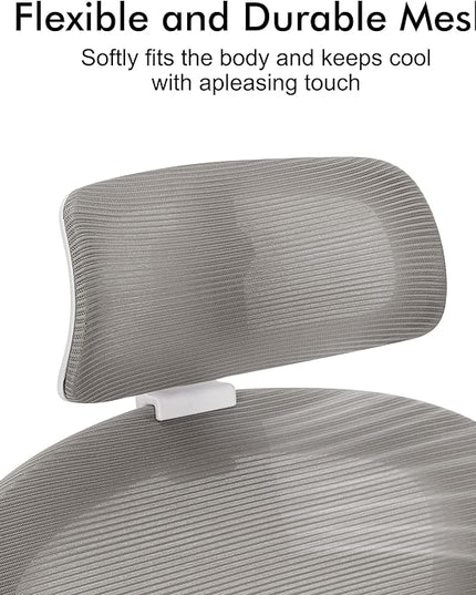 Ergonomic Office Chairs with Adjustable Lumbar Support,Mesh Desk Chair with Adjustable Arms and Wheels,Computer Desk Chair for Home Office Essentials（Headrests,White） - LeafyLoom