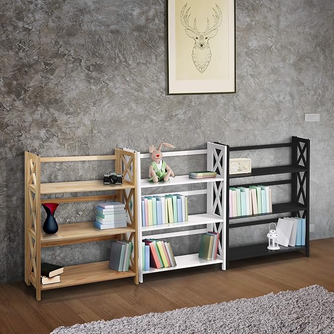 Casual Home Montego 3-Shelf Folding Bookcase, Black (New) - LeafyLoom