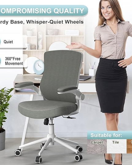 Office Chair, High Back Desk Chair Adjustable Height and Ergonomic Design Home Office Computer Chair Executive Lumbar Support Padded Flip-up Armrest Swivel Task Chair - LeafyLoom