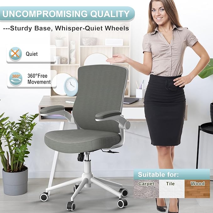 Office Chair, High Back Desk Chair Adjustable Height and Ergonomic Design Home Office Computer Chair Executive Lumbar Support Padded Flip-up Armrest Swivel Task Chair - LeafyLoom