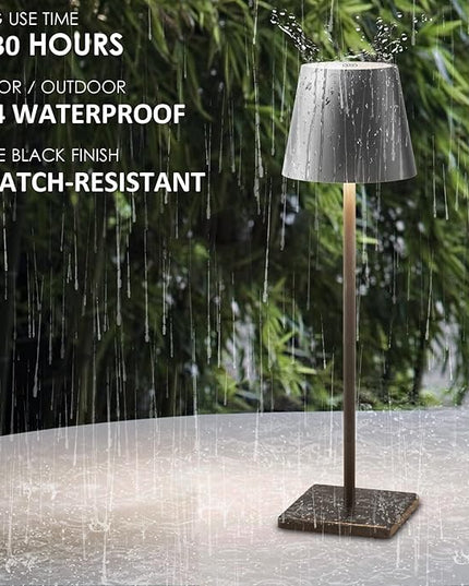4-Pack LED Cordless Table Lamp, Rechargeable Battery Desk lamp 3W 6000mAh Battery Operated Stepless Dimming Modern Portable Table Light for Restaurant/Dinner/Bedroom/Outdoor IP54 Waterproof (Black) - LeafyLoom