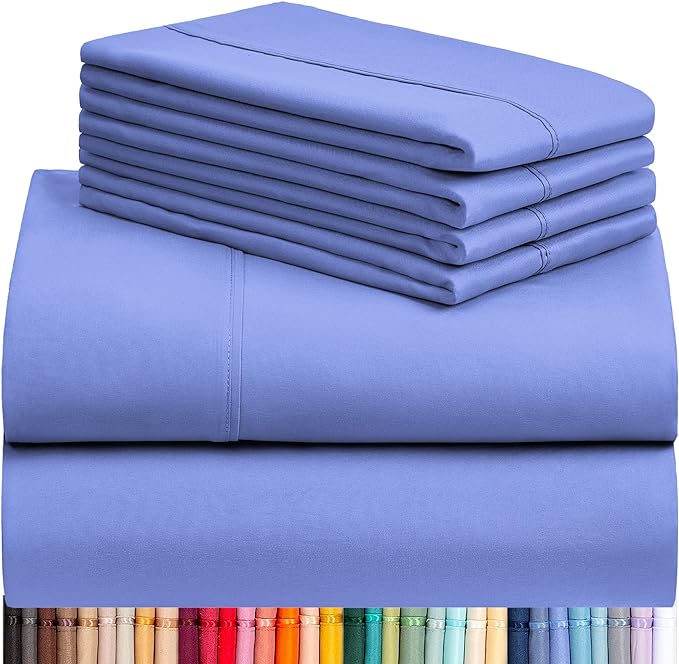 LuxClub 6 PC King Sheet Set, Breathable Luxury Bed Sheets, Deep Pockets 18" Wrinkle Free Cooling Bed Sheets Machine Washable Hotel Bedding Silky Soft - Violet Blue King - LeafyLoom