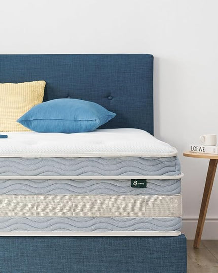 ZINUS 14 Inch Cooling Comfort Support Hybrid Mattress [New Version], King, Fiberglass free, Medium Plush, Cooling Motion Isolation, Certified Safe Foams & Fabric, Mattress in A Box - LeafyLoom
