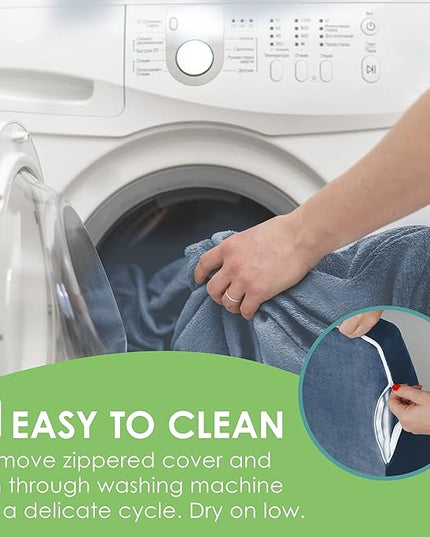 Cushy Form Wedge Pillow for Sleeping - 22 Inch Memory Foam Bed Wedge for Sleeping, Reading, Post Surgery & Leg Elevation - Triangle Pillow with Washable Cover - Blue - LeafyLoom