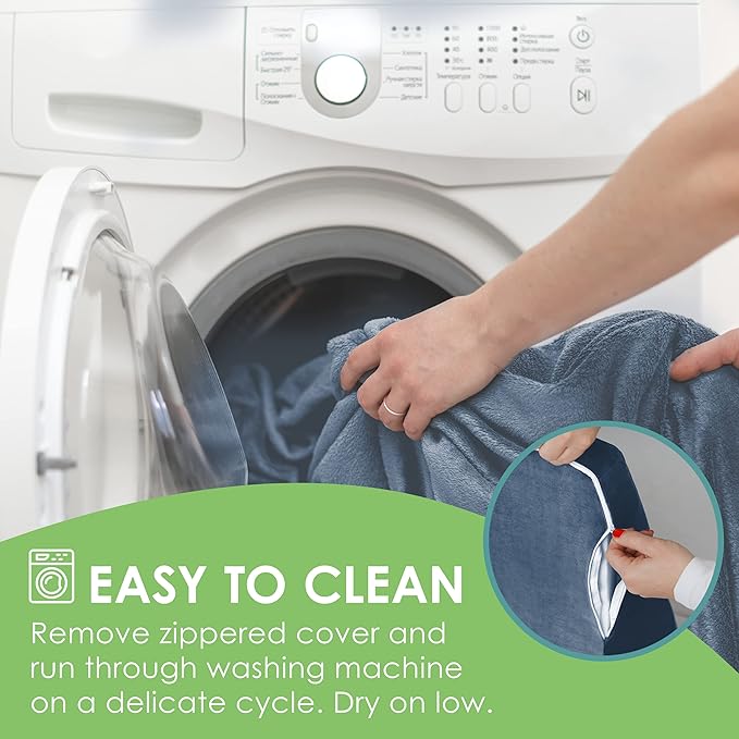 Cushy Form Wedge Pillow for Sleeping - 22 Inch Memory Foam Bed Wedge for Sleeping, Reading, Post Surgery & Leg Elevation - Triangle Pillow with Washable Cover - Blue - LeafyLoom