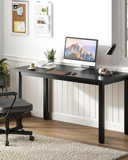 Need Computer Desk, 47 inch Home Office Desk, Modern Simple Style Home Office Gaming Desk, Basic Writing Table for Study Student, Black Metal Frame, Black - LeafyLoom