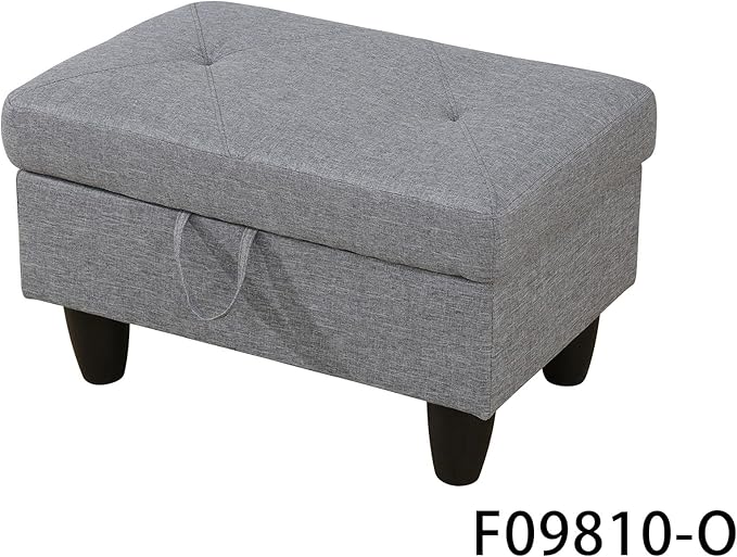 L-Shaped Sectional Couches with 66.5'' Chaise Lounge & Storage Ottoman Modular Room Sofas for Home Office Apartment, Large Living Furniture, 97'' Right Hand Facing, Grey Linen - LeafyLoom