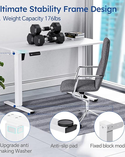 Motorized Standing Desks, Electric Stand Up Desk with Ultra Stable Construction and Cable Management,adjustable Height Desk with Memory Preset Design for Home Office Use 48x24 in White - LeafyLoom