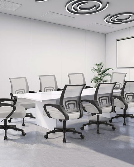 Yaheetech Ergonomic Office Chair Mid Back Computer Chair Mesh Desk Chair with Lumbar Support Armrest Executive Rolling Swivel Adjustable Task Chair for Adults, Grey - LeafyLoom