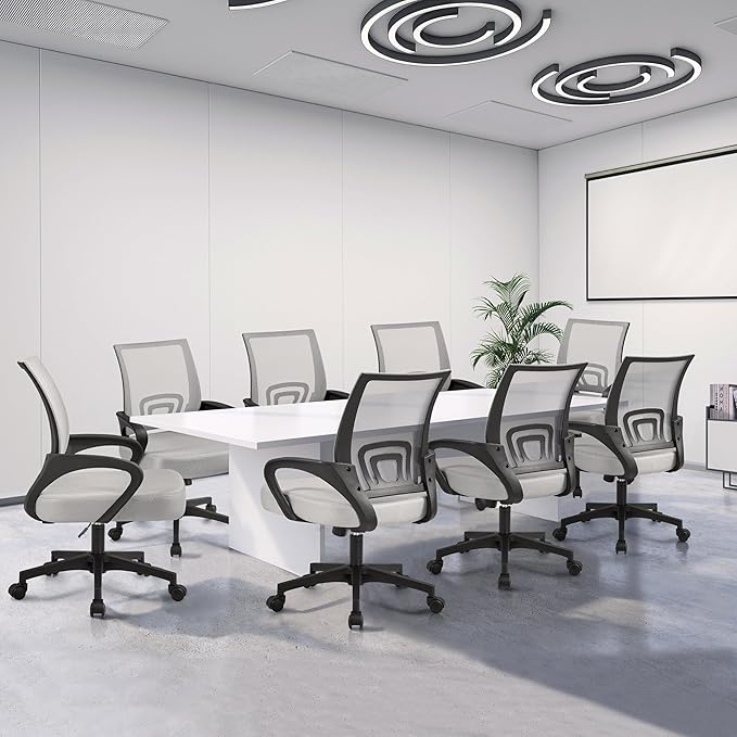 Yaheetech Ergonomic Office Chair Mid Back Computer Chair Mesh Desk Chair with Lumbar Support Armrest Executive Rolling Swivel Adjustable Task Chair for Adults, Grey - LeafyLoom