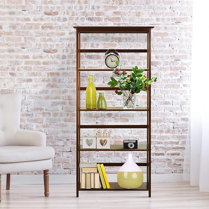 Casual Home Mission Style 5-Shelf Bookcase, Walnut - LeafyLoom