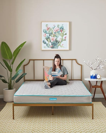 Linenspa 6 Inch Mattress - Firm Feel - Bonnell Spring with Foam Layer - Mattress in a Box - Youth or Kids Bed - Guest Bedroom - Durable and Breathable Support - Affordable - Full Size - LeafyLoom