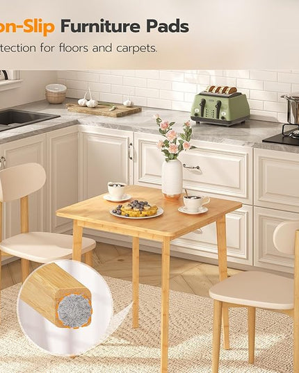 HOOBRO Bamboo Dining Table, Square Dining Table for 2, 27.6" Kitchen Table for Small Space, Writing Table, Easy to Assemble, for Dining Room, Living Room, Office, Kitchen, Apartment, Natural YL70CZ01 - LeafyLoom