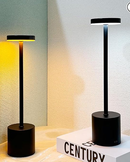 2 Pack Cordless Table Lamp Rechargeable 5000mAh Battery Operated Portable LED Desk Lamp 3 Color Temperature Stepless Dimming for Bedroom Restaurant Coffee Shop Party (Black) - LeafyLoom